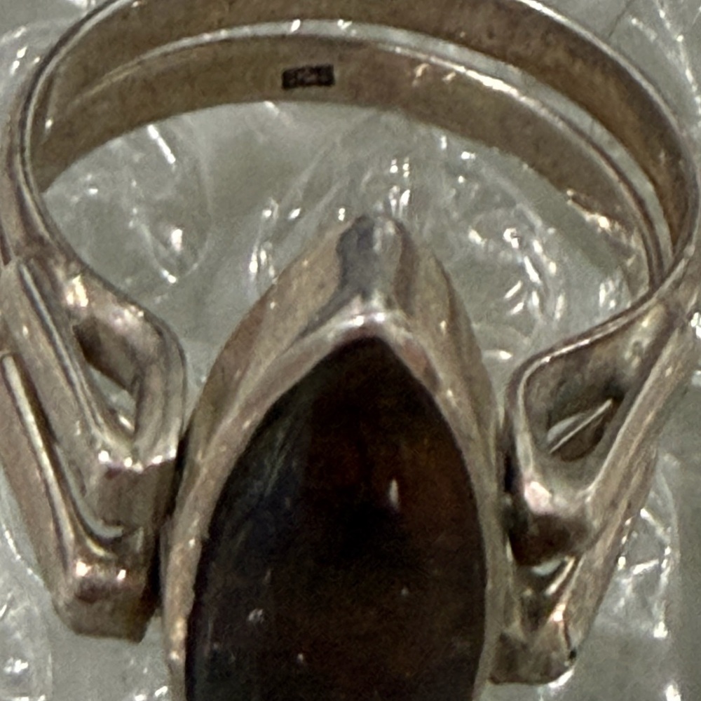 Sterling silver Larimar and Amber ring size 9.5 - Picture 10 of 10